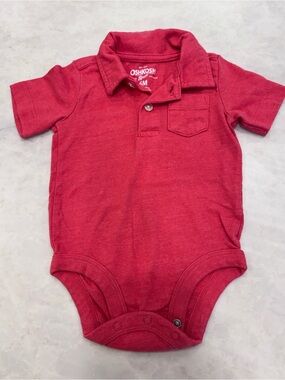 OshKosh B'gosh Coral-Red Polo Bodysuit